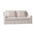 Poshbin Nancy Square Arm Slipcovered Sofa w/ Reversible Cushions Plastic in White/Brown | 34 H x 38 D in | Wayfair 1062-Standard-LenaWhite-Mahogany