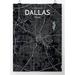 OurPoster.com 'Dallas City Map' Graphic Art Print Poster in Midnight Paper in Black | 17 H x 11 W x 0.05 D in | Wayfair OP-DFWA02EN