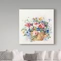 Ophelia & Co. 'Rose Basket' Acrylic Painting Print on Wrapped Canvas in Brown/Gray | 14 H x 14 W x 2 D in | Wayfair