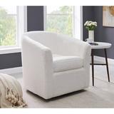 Barrel Chair - Red Barrel Studio® 28.5Cm Wide Swivel Barrel Chair Faux Leather/Wood/Polyester in White | 29 H x 28.5 W x 28.5 D in | Wayfair