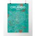 OurPoster.com 'Orlando City Map' Graphic Art Print Poster in Nature Paper in Green | 17 H x 11 W x 0.05 D in | Wayfair OP-MCOA09EN