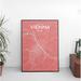 Wrought Studio™ 'Vienna City Map' Graphic Art Print Poster in Maritime Paper in Pink | 17 H x 11 W x 0.05 D in | Wayfair