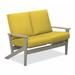 Winston Porter Chrisa Loveseat w/ Cushions Plastic/Metal in Gray | 38 H x 51.5 W x 31 D in | Outdoor Furniture | Wayfair