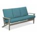Winston Porter Chrisa Patio Sofa w/ Cushions Plastic/Metal in Gray/Blue | 38 H x 74.5 W x 31 D in | Wayfair 23307CAAD1864E2A9F1251AA718A94BA