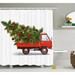 The Holiday Aisle® Christmas Truck & Big Tree Single Shower Curtain Polyester | 70 H x 69 W in | Wayfair THLA7082 40425250