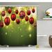 The Holiday Aisle® Christmas Red & Gold Party Single Shower Curtain Polyester | 75 H x 69 W in | Wayfair THLA2033 39394020