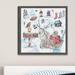 The Holiday Aisle® 'Happy Deer' Framed Watercolor Painting Print Paper in Blue/Gray/Red | 12 H x 12 W x 1.5 D in | Wayfair THDA1249 41399310