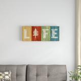 East Urban Home Lake Lodge VI - Graphic Art Print on Canvas in Blue/Green/Red | 12 H x 30 W x 1.5 D in | Wayfair D2E919668EE146BB9F763846C56B4322