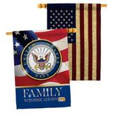 Breeze Decor 2 Piece US Armed Forces Family Honor Impressions Decorative 2-Sided 40 x 28 in. House Flag Set in Red/Blue | 40 H x 28 W in | Wayfair