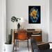 East Urban Home Floral Skull Series 'Vivid III' Graphic Art Print on Canvas in Black/Blue/Gray | 12 H x 32 W x 0.75 D in | Wayfair