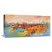 Global Gallery 'Citta Sulla Collina' by Tebo Marzari Painting Print on Wrapped Canvas in Blue/Orange | 12 H x 24 W x 1.5 D in | Wayfair