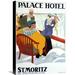 Global Gallery 'Palace Hotel/St. Moritz' by Emil Cardinaux Vintage Advertisement on Wrapped Canvas in Blue/Orange/Red | Wayfair GCS-295899-22-143