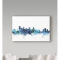 Wrought Studio™ 'Baltimore Maryland Teal Skyline' Graphic Art Print on Wrapped Canvas in Blue | 12 H x 19 W x 2 D in | Wayfair