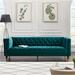 Etta Avenue™ Emerson 84" Mid Century Modern Style Chesterfield Sofa Couch for Living Room Wood/Velvet in Blue | Wayfair