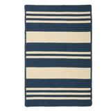 Blue/Navy 20 W in Area Rug - Hokku Designs Wisley Striped Braided Navy/Beige Indoor/Outdoor Area Rug Polypropylene | Wayfair