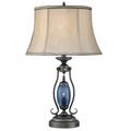 Medallion Lighting Revere Gunmetal Clear Table 27" Gunmetal w/ Clear Glass Table Lamp Metal/Fabric in Blue | 27 H x 16 W x 16 D in | Wayfair