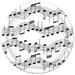 The Party Aisle™ Music Notes Paper Dessert Plate in Black/White | 7" H x 7" W x 0.01" D | Wayfair 0FE9087933DE4ED998AA757A9B495E66