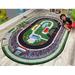Green 72 x 0.25 in Area Rug - Kid Carpet Race Car Rug Nylon | 72 W x 0.25 D in | Wayfair FA1138-34KC