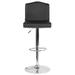 Winston Porter Kaitlyne Adjustable Height Crown Back Barstool w/Accent Nail Trim in LeatherSoft Upholstered/Metal in Black | Wayfair