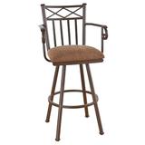 Red Barrel Studio® Hoye Swivel Bar & Counter Stool Upholstered/Metal in Red/Black | 48 H x 18.5 W x 17 D in | Wayfair