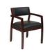 Winston Porter Deedee 22.75" W Leather Seat Waiting Room Chair w/ Wood Frame Wood/Leather in Brown | 31 H x 22.75 W x 22 D in | Wayfair