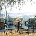 Darby Home Co Bozarth 5 Piece Outdoor Dining Set Glass/Metal in Black | 28.7 H x 42 W x 42 D in | Wayfair 9552CFB688CB4377903E7D4036609505