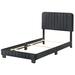 House of Hampton® Cushman Low Profile Standard Bed Upholstered/Polyester in Black | 48 H x 43 W x 81 D in | Wayfair