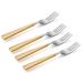 World Menagerie Nouvelle Dessert Fork Stainless Steel/Gold-Plated in Gray/Yellow | Wayfair D2394DD86628459299853F59CE1DC921