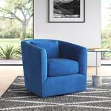 Barrel Chair - Willa Arlo™ Interiors Abagail 29" Wide Swivel Barrel Chair Wood/Polyester in Blue | 27 H x 29 W x 31 D in | Wayfair