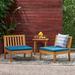 Ivy Bronx Larocca Patio Chair w/ Cushions Wood in Blue | 26.75 H x 25.5 W x 25.5 D in | Wayfair DBA2E47A94CF4F11A9844BDB64CDCF98