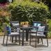 Winston Porter Amartya Square 4 - Person 34" Long Outdoor Dining Set w/ Cushions Glass in Gray | 34 W x 34 D in | Wayfair