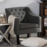 Armchair - Alcott Hill® Chouhan 24.5" Wide Tufted Linen Armchair Linen/Wood in Gray | 31.25 H x 24.5 W x 24 D in | Wayfair