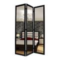 Darby Home Co Cartagena 50" W x 69" H 3 - Panel Folding Room Divider Wood/Glass in Brown/Gray | 69 H x 50 W x 1 D in | Wayfair