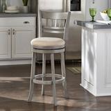 Lark Manor™ Amerah Swivel Bar & Counter Stool Wood/Upholstered in Gray/Brown | Bar Stool (29.96" Seat Height) | Wayfair