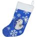 The Holiday Aisle® Winter Snowflakes Christmas Stocking Polyester in Blue | 18 H x 13.5 W in | Wayfair F6FB0B7026254F588E94FE1954C14834