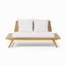 AllModern Lavinia 65" Outdoor Wooden Loveseat w/ Cushions Wood/Natural Hardwoods in Pink/White/Brown | 29.5 H x 65 W x 28.25 D in | Wayfair