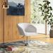 Barrel Chair - Wade Logan® Bagaram 25.2" Wide Swivel Barrel Chair Faux Leather/Leather in White | 34.5 H x 25.2 W x 16.45 D in | Wayfair