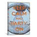 Winston Porter Jetter Keep Calm & Party On - Graphic Art Print on Canvas in Gray/Green/Orange | 12 H x 8 W x 0.75 D in | Wayfair