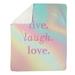 East Urban Home Faux Gemstone Live Laugh Love Quote Fleece Throw Metal in Pink/Blue | Medium,30" W x 40" L | Wayfair