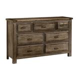 Foundry Select Nixa 7 Drawer 62" W Solid Wood Dresser Wood in Brown/Red | 38 H x 62 W x 19 D in | Wayfair 5DF88ABE0122441694B075DA48C99D7B
