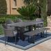 17 Stories Farran Outdoor 6 Piece Dining Set w/ Cushions Stone/Concrete/Wicker/Rattan in Gray | 29.75 H x 70 W x 35 D in | Wayfair