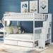 Isabelle & Max™ Dumt Full Over Full Bed w/ 2 Drawers Solid Wood Bunk Bed w/ Shelves Wood in White | 65.6 H x 57.5 W x 93.5 D in | Wayfair