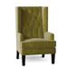 Wingback Chair - Everly Quinn Searle 30" Wide Tufted Wingback Chair Fabric in Green/Indigo/Brown | 48 H x 30 W x 34 D in | Wayfair