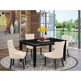 Winston Porter Corto 4 - Person Rubberwood Solid Wood Dining Set Wood/Upholstered in Black | Wayfair 6F760B387BE64FD3A468FFDDEA2245AE