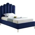 Everly Quinn Sonette Flatform Bed Upholstered/Velvet in Blue | 61 H x 44 W x 82 D in | Wayfair 6C7FBCC62E9E45D9984EE415DC1E5CDF