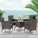 Latitude Run® Adrista 5 Piece Outdoor Dining Set w/ Cushions Glass/Wicker/Rattan in Gray | 35.43 W x 29.13 D in | Wayfair