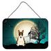 The Holiday Aisle® Halloween Scary English Bulldog Brindle Banner Metal in Green/Black/Brown | 8 H x 12 W x 0.03 D in | Wayfair