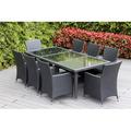 Ebern Designs Pavior Rectangular 8 - Person 82" Long Outdoor Dining Set w/ Cushions Glass/Wicker/Rattan in Black | Wayfair