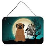 The Holiday Aisle® Halloween Scary English Bulldog Brindle Banner Metal in Brown | 8 H x 12 W x 0.03 D in | Wayfair