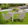 Bay Isle Home™ Lingle Rectangular 4 - Person 36.02" Long Outdoor Dining Set w/ Cushions Glass in Brown | 30 H x 60.04 W x 30.02 D in | Wayfair